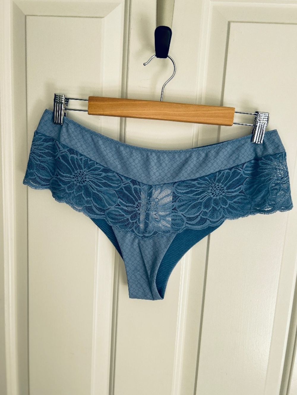 NWT Hanro Marilyn Dusty Blue Hipster Panty - Size Large